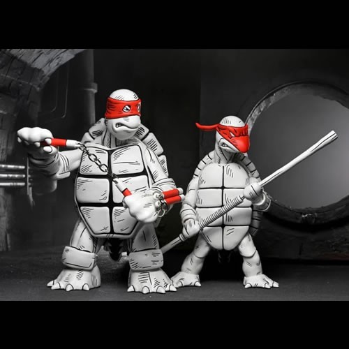 TMNT 7" Scale Figures - Mirage Comics - Black And White First Turtles 2-Pack