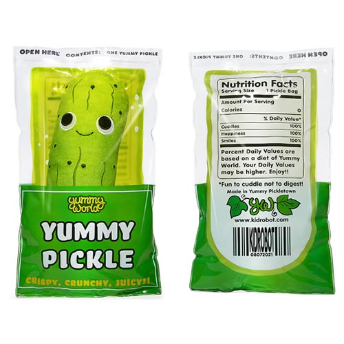Yummy World Plush - 10" Crunchy Pickle In Bag Interactive Plush