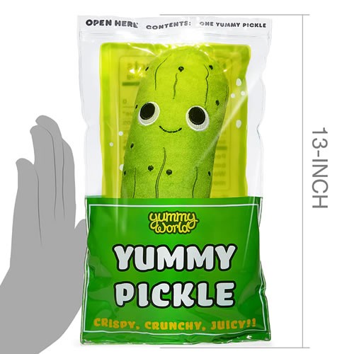 Yummy World Plush - 10" Crunchy Pickle In Bag Interactive Plush