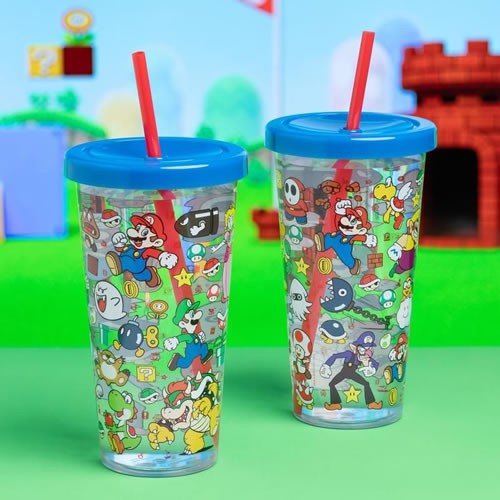 Drinkware - Nintendo - Super Mario Bros. - Plastic Cup And Straw