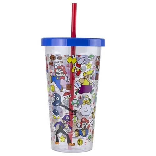 Drinkware - Nintendo - Super Mario Bros. - Plastic Cup And Straw