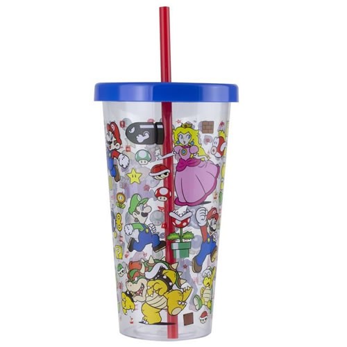 Drinkware - Nintendo - Super Mario Bros. - Plastic Cup And Straw