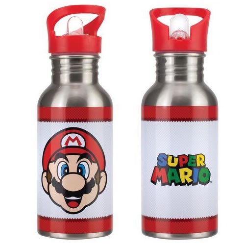 Drinkware - Nintendo - Super Mario Bros. - Metal Water Bottle w/ Straw