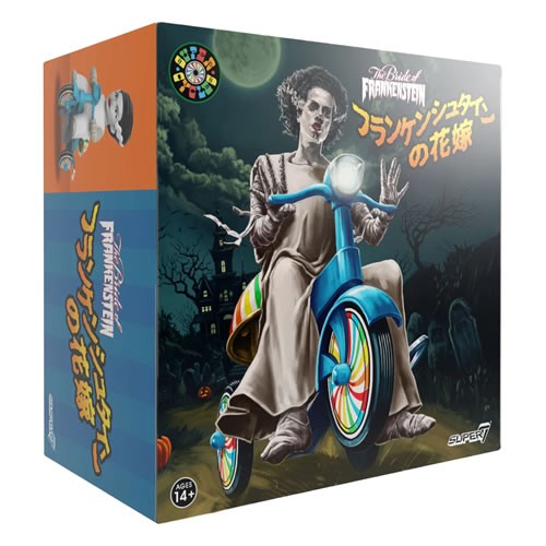 Super Cycles Figures - Universal Monsters - Bride Of Frankenstein (White w/ Blue Trike)