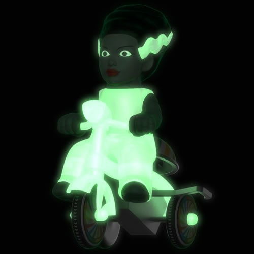 Super Cycles Figures - Universal Monsters - Bride Of Frankenstein (Glow w/ Glow Trike)